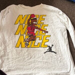 White Long Sleeve Shirt with Cartoon Graphic